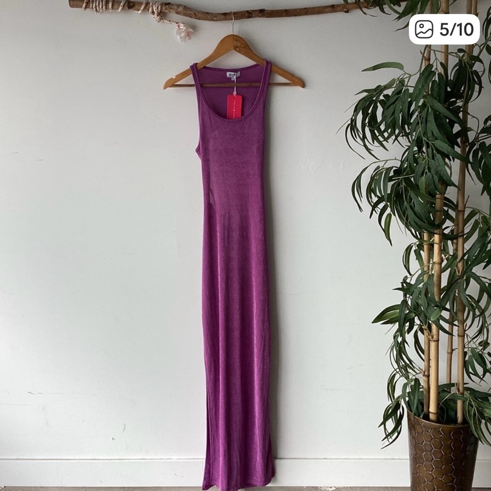 Beginning Boutique The Palms Slinky Cutout Back Midi Purple Dress